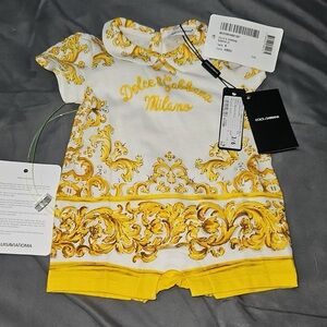 Dolce & Gabbana Infant Romper in Yellow and White